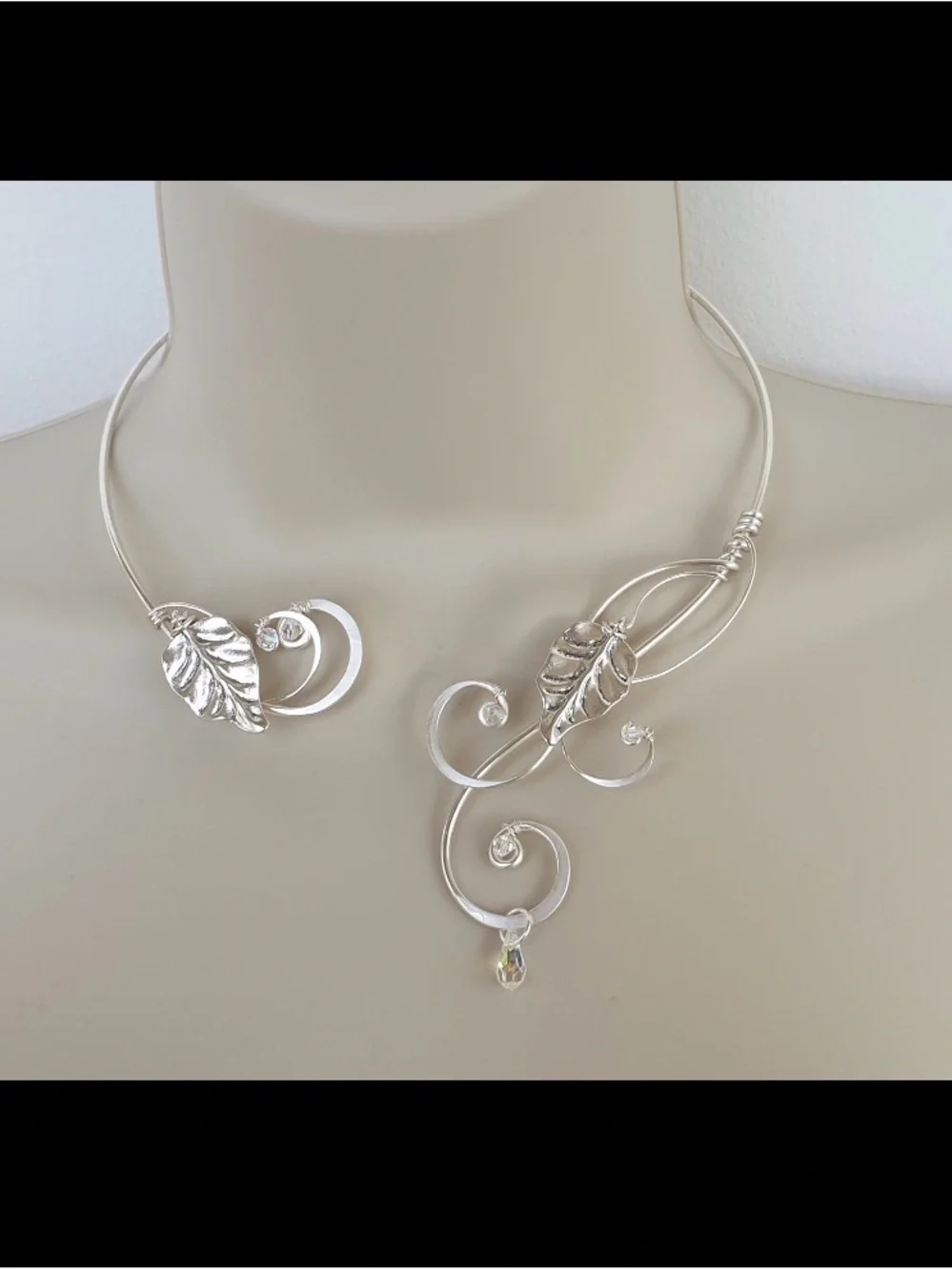 NIB 925 Silver Plaited Leaf Open Necklace/bridal Choker- Elven Necklace Unworn - Picture 2 of 5